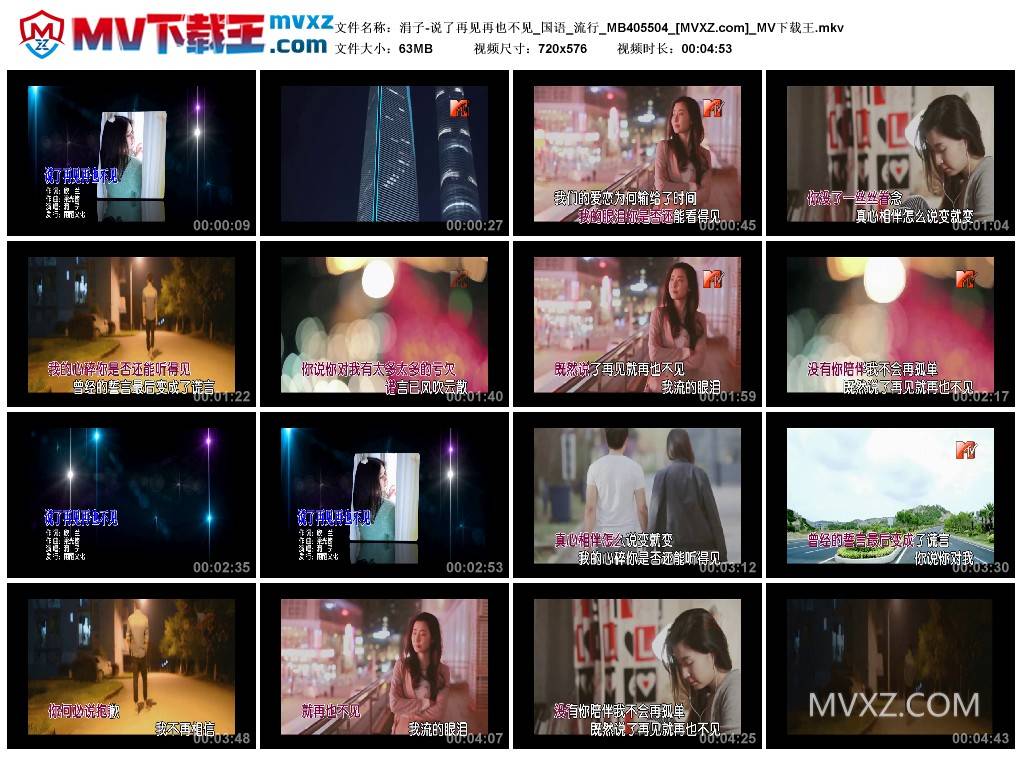 涓子-说了再见再也不见_国语_流行_MB405504